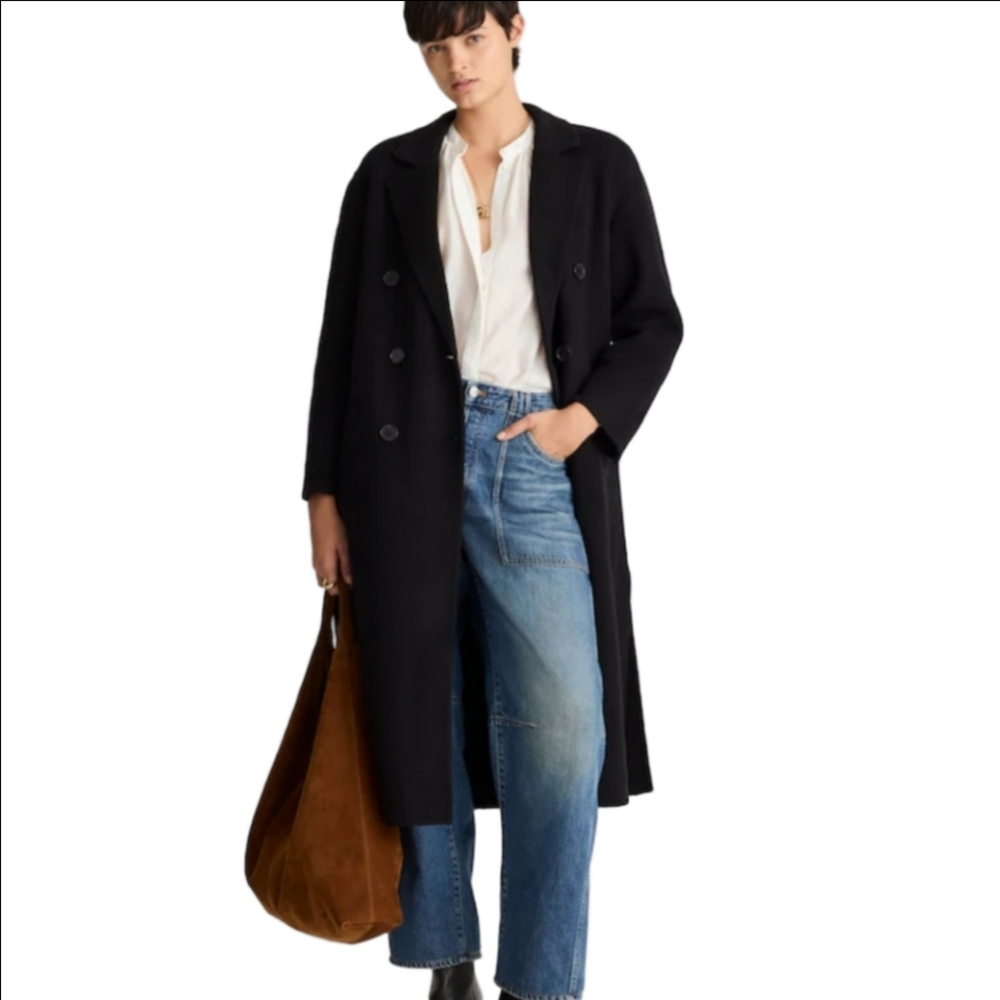 Madwell Double-Faced Brushed Long Coat NW773 Size S NWT Black